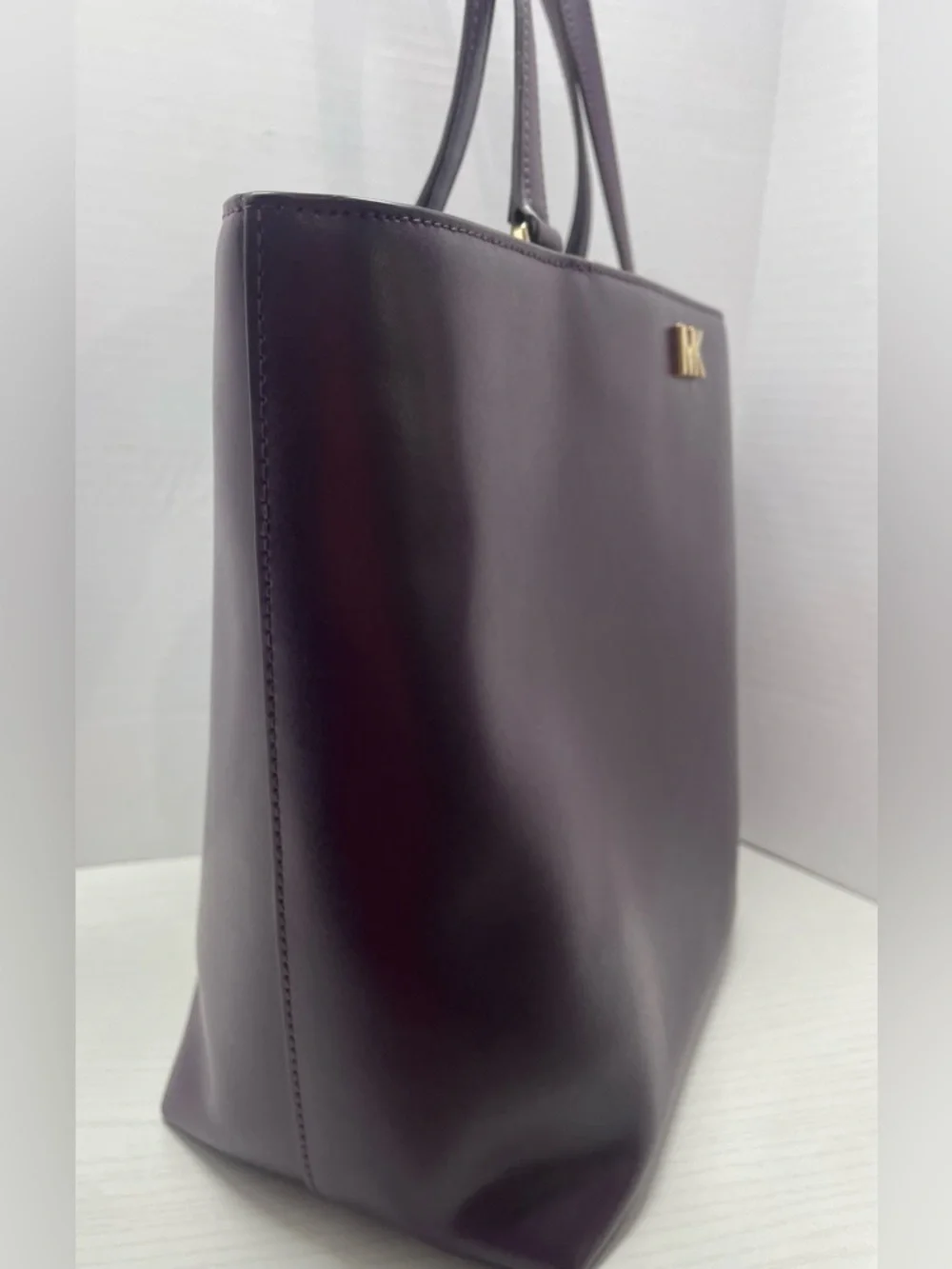 Michael Kors Mott Burgundy Leather Double Handle Zipper Tote Bag - MSRP $268